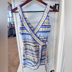 Lands End Woman's Tropical V-Neck Wrap Tankini Swim Bathing Suit size 10. 1417